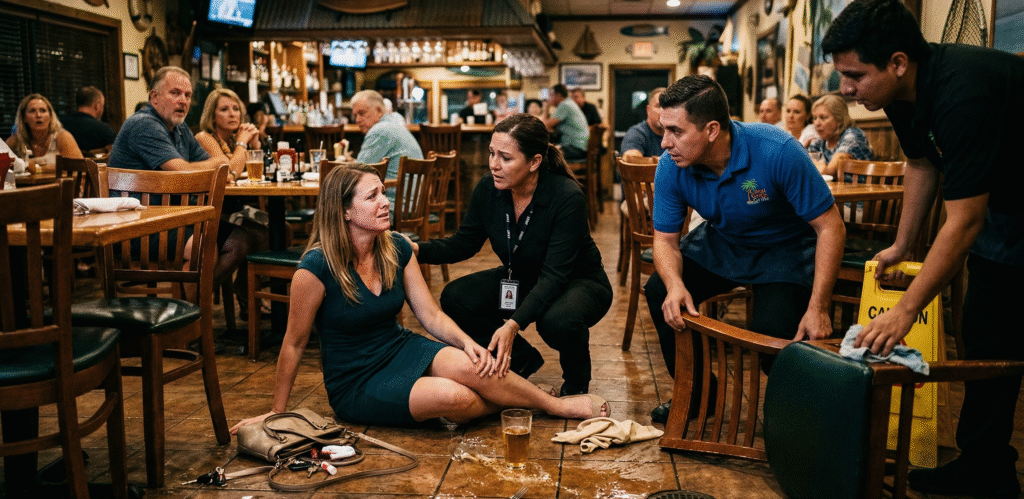 Customer injured on the floor inside a Florida restaurant