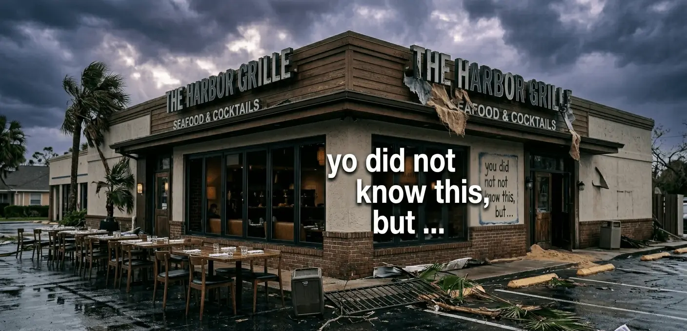 Florida restaurant exterior showing weather and storm exposure