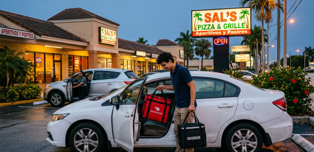 Restaurant employee using a personal car for deliveries