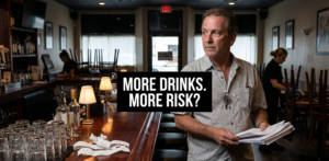 Restaurant owner realizing stronger alcohol sales may be increasing business risk