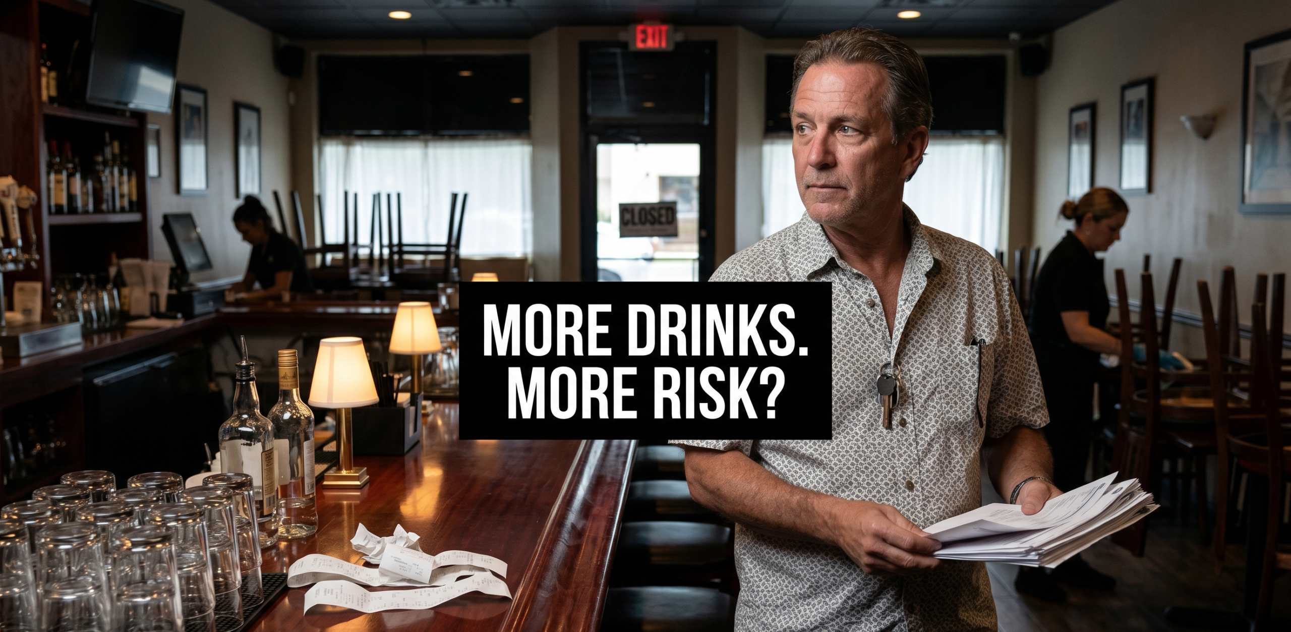 Restaurant owner realizing stronger alcohol sales may be increasing business risk