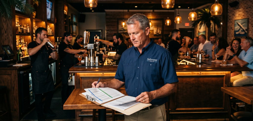 Florida restaurant owner reviewing alcohol-related business risk