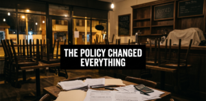 Closed bar and restaurant with insurance paperwork after a shutdown