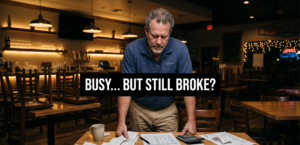 Busy Florida restaurant owner realizing the business is still losing money