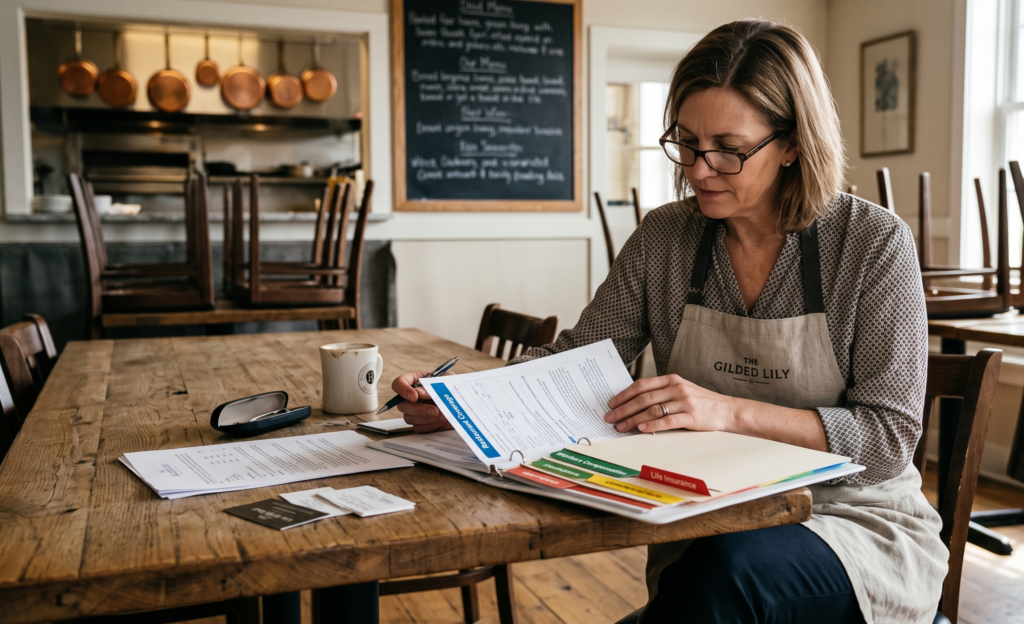 Restaurant owner reviewing multiple insurance coverage categories for a Florida restaurant