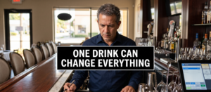Florida restaurant owner reviewing liquor liability insurance documents at a bar