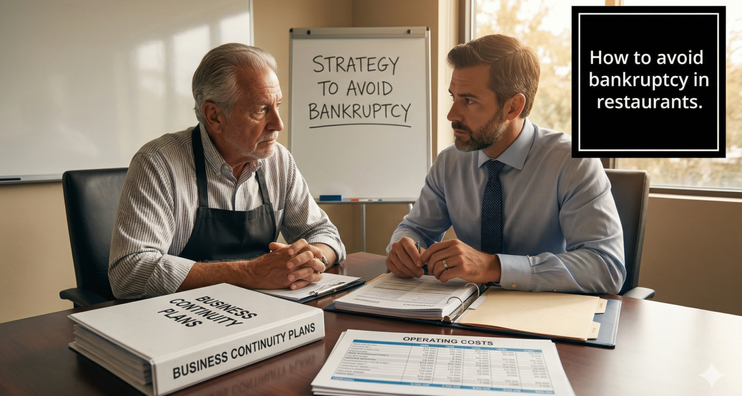 Restaurant owner reviewing continuity planning and insurance documents