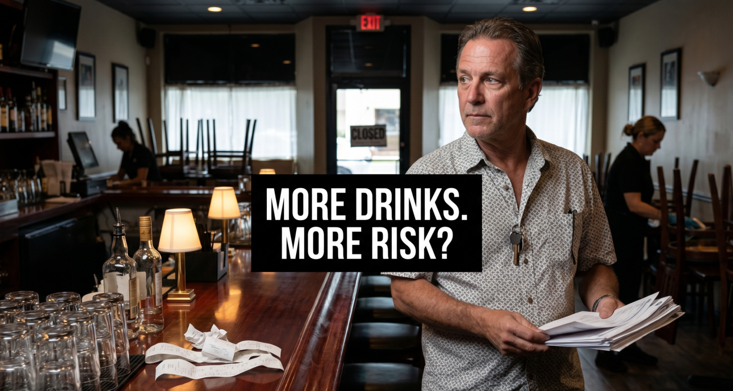 Restaurant owner realizing stronger alcohol sales may be increasing business risk
