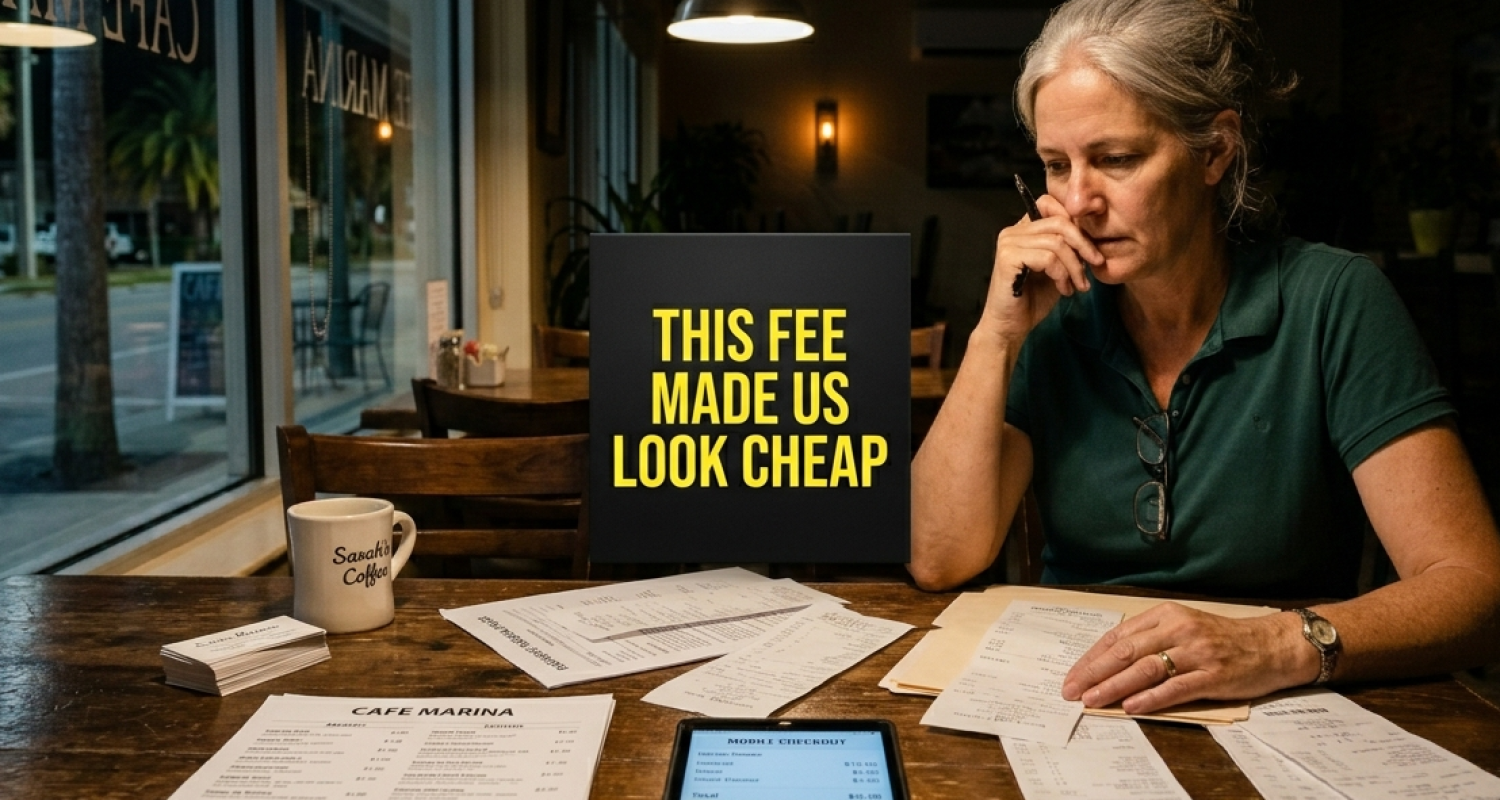 Florida restaurant owner reviewing a mandatory fee that damaged customer trust