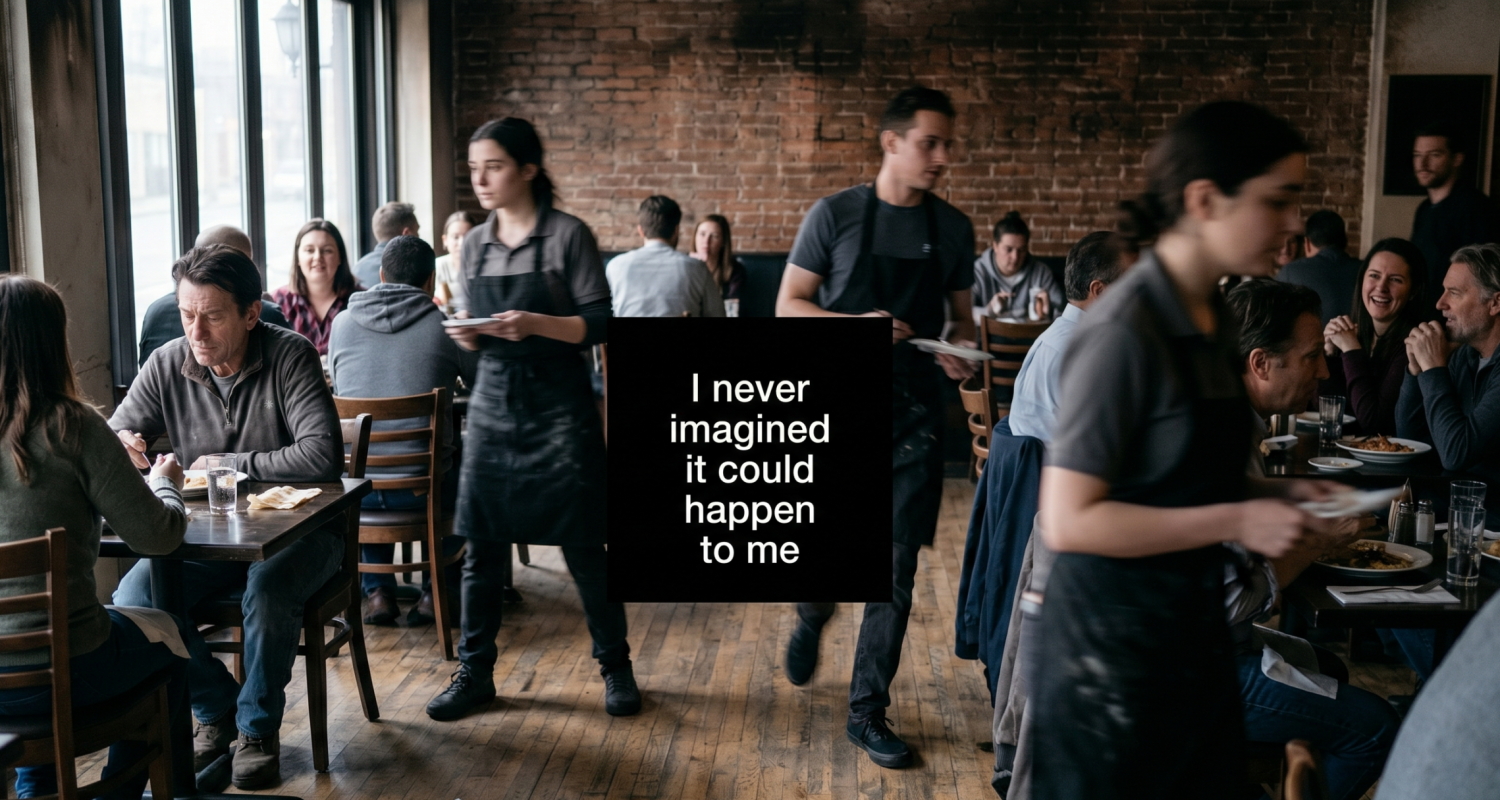 Busy restaurant floor showing a common customer injury hazard