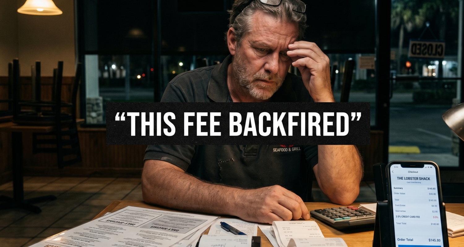 Florida restaurant owner reviewing a service fee that caused customer problems
