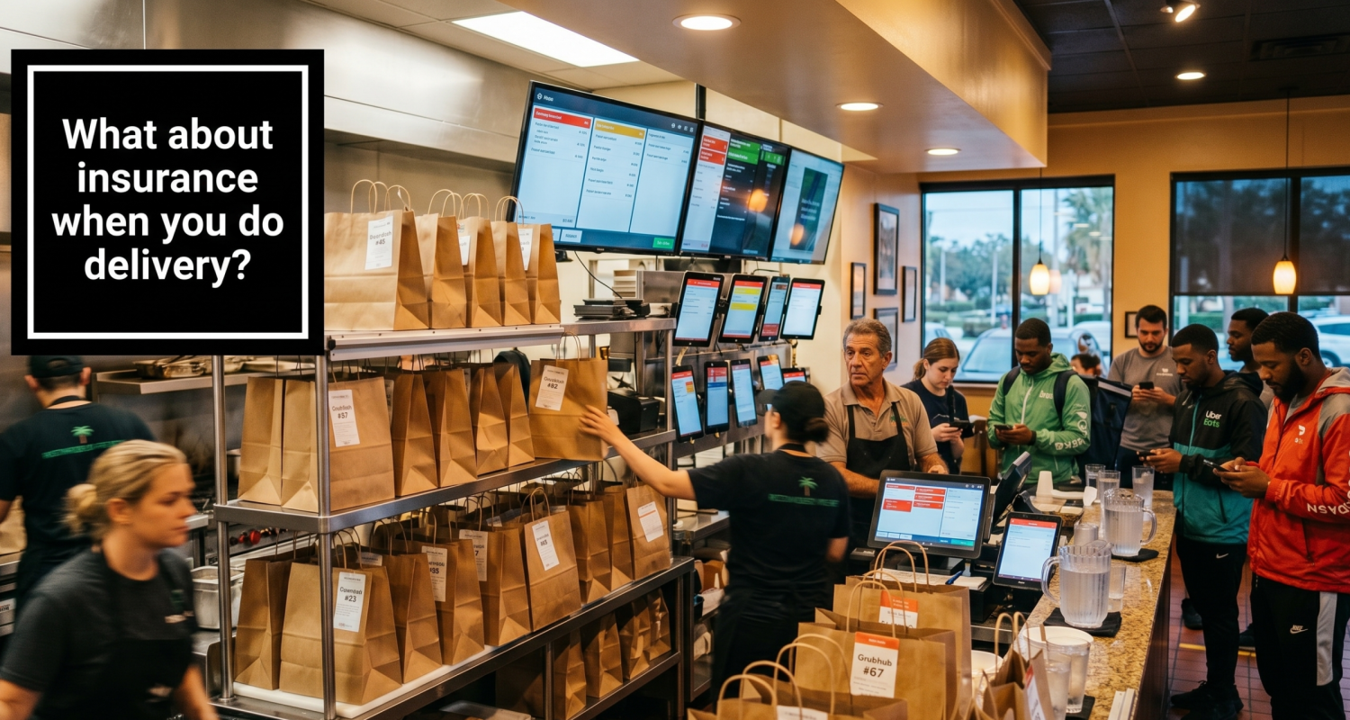 Busy restaurant pickup area showing operational pressure from delivery orders