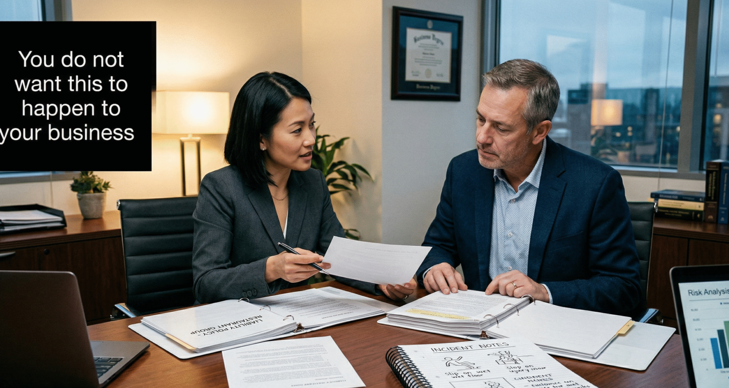Restaurant owner reviewing liability coverage for customer injuries