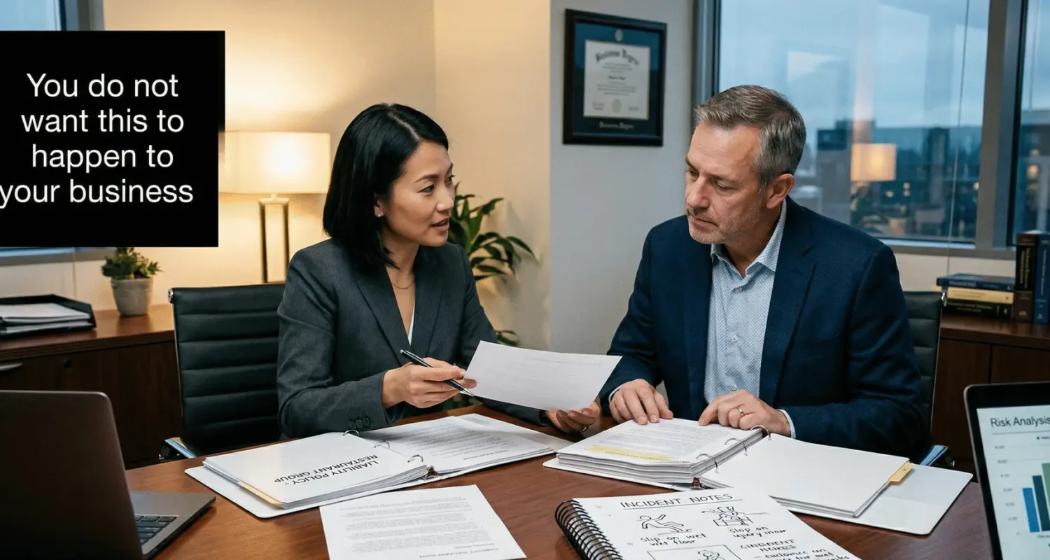 Restaurant owner reviewing liability coverage for customer injuries
