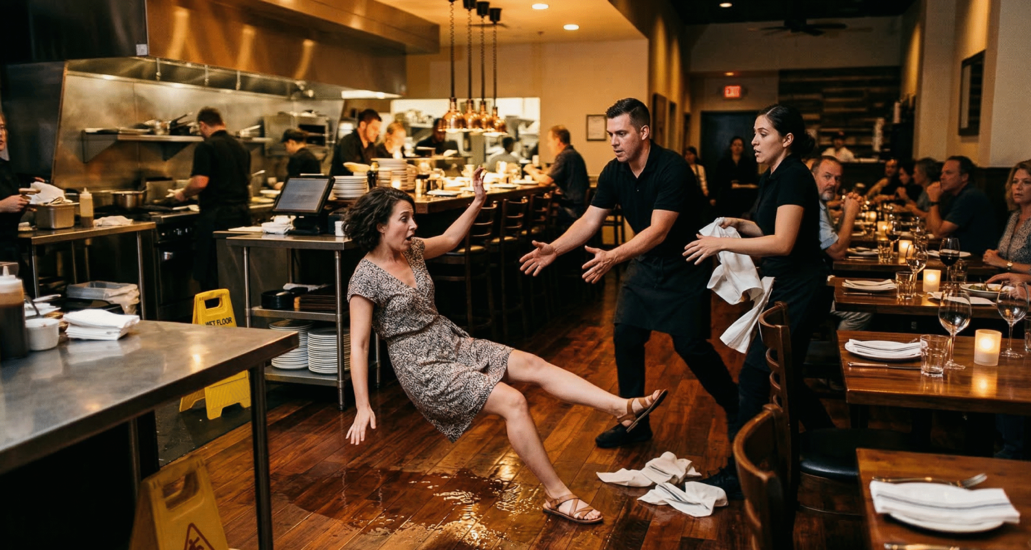 Slip hazard inside a busy Florida restaurant