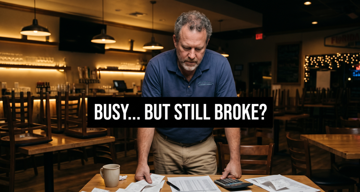 Busy Florida restaurant owner realizing the business is still losing money